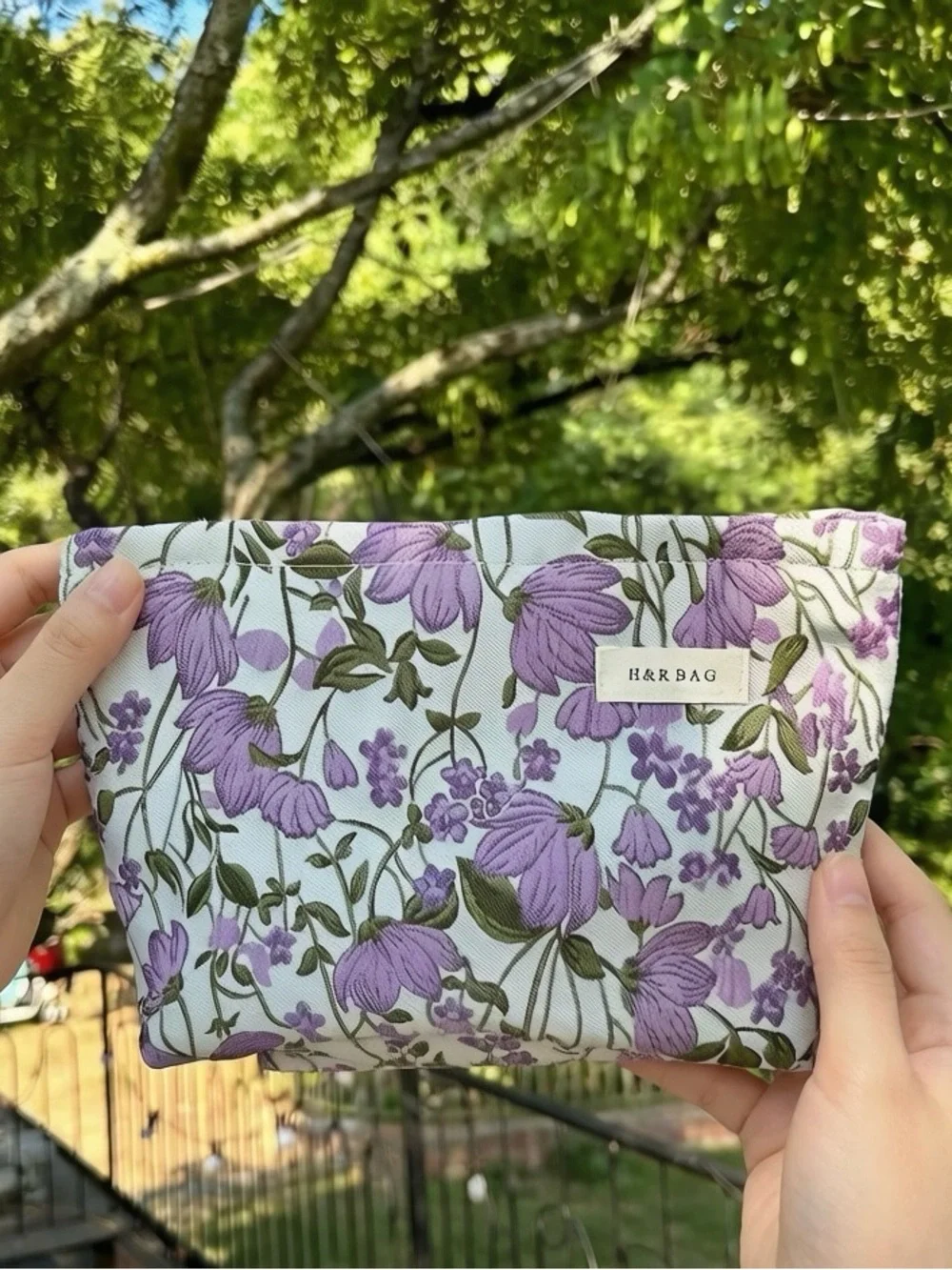 H&R Bag Lavender Floral Cosmetic Pouch